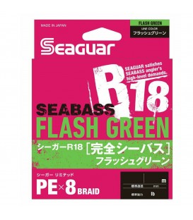 Seaguar R18 Seabass 150m Flash Green 11LB/5.0kg PE #0,6 Seaguar R18 Seabass 150